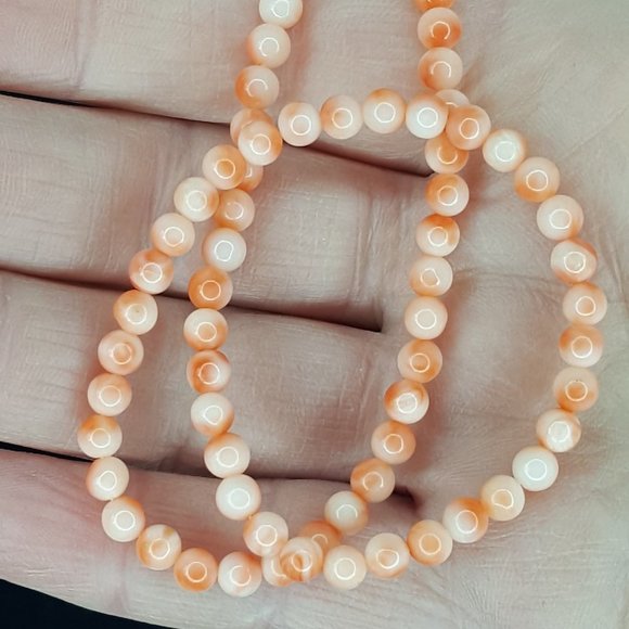 Peach Coral Single strand Necklace .925 - Picture 7 of 7
